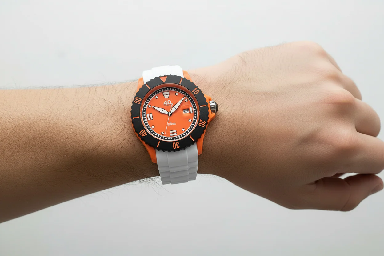 40Nine Extra Large 50mm Orange & White Watch - Image 3